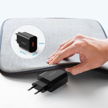Quick QuickCharge 3.0 18 W 3A Carregador de Rede + USB 1M Black Cable