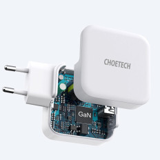 Snabba en nätladdare GAN USB-typ C PD USB-A QC3.0 65W 3.25A Vit