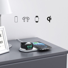 Brezžični polnilnik Qi 2in1 za pametni telefon Apple Pazi z USB tip C tip C White