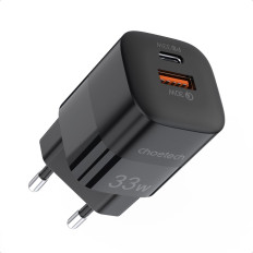 Cargador de apercha rápido USB Tipo C PD QC 33W negro