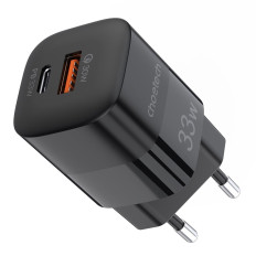 Cargador de apercha rápido USB Tipo C PD QC 33W negro