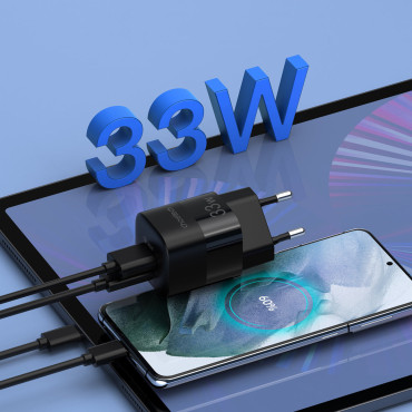 Fast Apercha Charger USB tip C PD QC 33W Črna