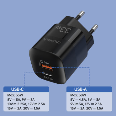 Greitas APERCHA įkroviklis USB tipas C pd QC 33W juoda