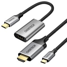USB-Hub-Typ C - HDMI 2.0 + HDMI 2M graues Kabel