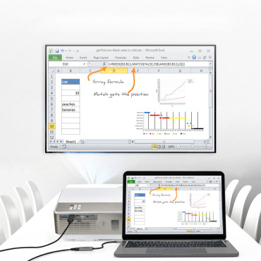 USB Hub Type C - HDMI 2.0 + HDMI 2M Gråkabel