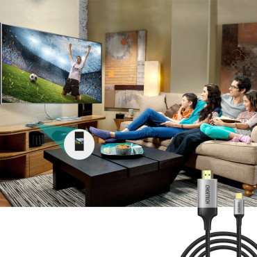 USB Hub Type C - HDMI 2.0 + HDMI 2M Gråkabel