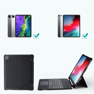Fall Tastaturkoffer für iPad Pro 12.9 "+ Wireless Bluetooth-Tastatur schwarz