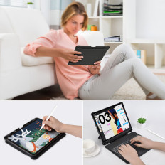 Case Tastatūras korpuss iPad Pro 12.9 "+ bezvadu Bluetooth tastatūra melna