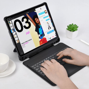 Case Tastatūras korpuss iPad Pro 12.9 "+ bezvadu Bluetooth tastatūra melna