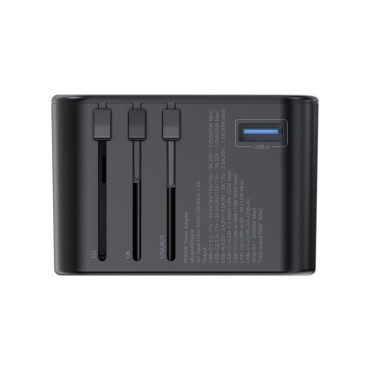 Ātrā ceļojuma lādētājs UK UK USA Aus 3xusb 30-65W melns