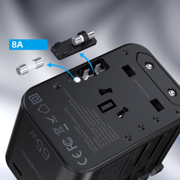 Ātrā ceļojuma lādētājs UK UK USA Aus 3xusb 30-65W melns