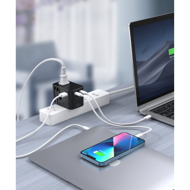 Ātrā ceļojuma lādētājs UK UK USA Aus 3xusb 30-65W melns