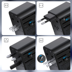 Ātrā ceļojuma lādētājs UK UK USA Aus 3xusb 30-65W melns