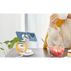 Bezdrátová indukční nakladač s iPhone Stand Apple Sledujte airáp bílé