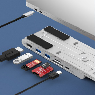 Stalinė Laptop PD USB-C HDMI 2XUSB-A 1XUSB-C 1XSD 1xtf juoda