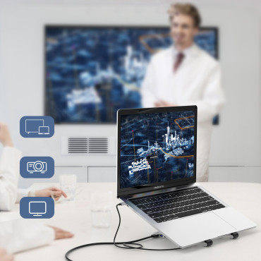 Stojanická stanica pre notebook PD USB-C HDMI 2xUSB-A 1xUSB-C 1XSD 1XTF čierna