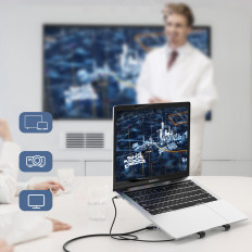 Stojanická stanica pre notebook PD USB-C HDMI 2xUSB-A 1xUSB-C 1XSD 1XTF čierna