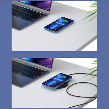 Chargeur de poterie 10W + chargeur UE avec câble d'alimentation noire