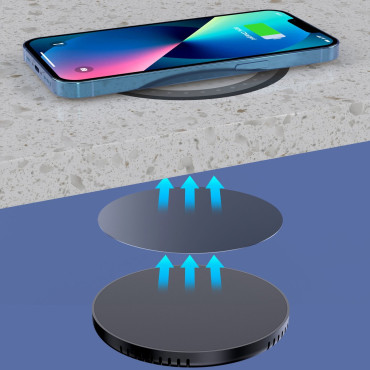 Chargeur de poterie 10W + chargeur UE avec câble d'alimentation noire