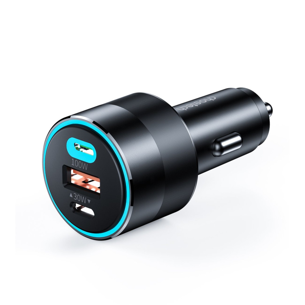 Polnilec za hitro avto 130W 2XUSB-C + USB-A črna