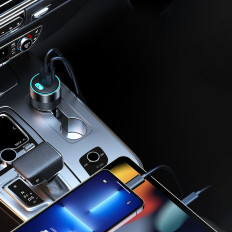 Φορτιστής γρήγορου αυτοκινήτου 130W 2XUSB-C + USB-A Μαύρο