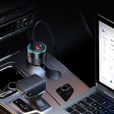 Carregador de carro rápido 130W 2xUSB-C + USB-A Black