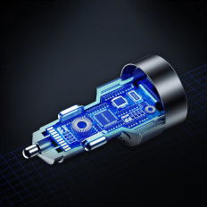 Brzi punjač automobila 130W 2xusb-C + USB-Crna