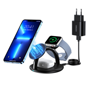 Estação de carregamento indutivo para iPhone Airpods Pro Apple Assista 3in1 Preto