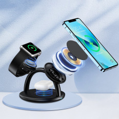 Estação de carregamento indutivo para iPhone Airpods Pro Apple Assista 3in1 Preto