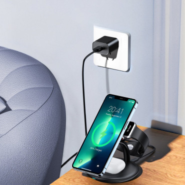 Induktivna nakladalna postaja za IPHONE AIRPODS PRO Apple Oglejte si 3in1 črno