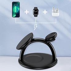 Estação de carregamento indutivo para iPhone Airpods Pro Apple Assista 3in1 Preto