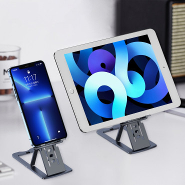Zložljivo stojalo na pametnem telefonu s sivo tableto