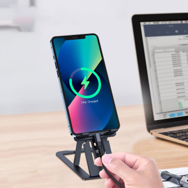 Zložljivo stojalo na pametnem telefonu s sivo tableto