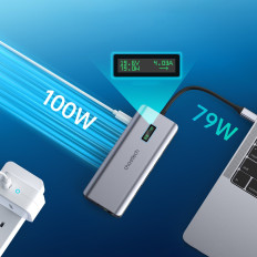 Multifunkčný adaptér HUB s USB-C USB-A Display VGA AUX SD TF 12W1 GRAY