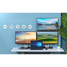Multifunkčný adaptér HUB s USB-C USB-A Display VGA AUX SD TF 12W1 GRAY
