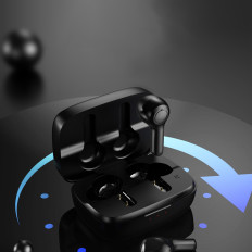 Fones de ouvido sem fio TWS com carregador solar preto