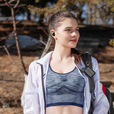 Wireless Headphones TWS Waterproof with solar charger and Powerbank 2500mAh black