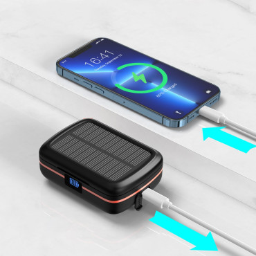 Brezžične slušalke TWS vodoodporna s solarnim polnilnikom in PowerBank 2500Mah Black