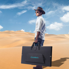 Turista solar solar dobrável 160w preto