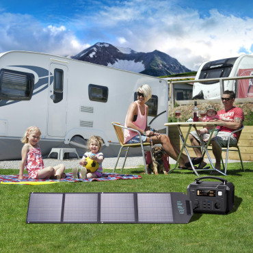 Solarni sončni polnilnik 100W zložljivo USB-C2XUSB PD QC Black