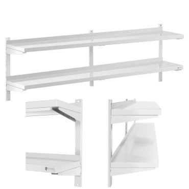 Duplo de prateleira de fatos de vedação de parede dupla com aço ajustável 200 x 30 cm