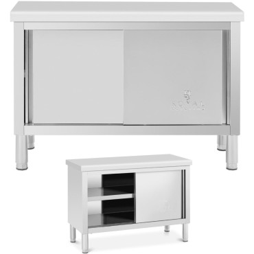 Gastronomijas tabula ar skapi ar durvīm līdz durvīm tērauds 120 x 50 cm līdz 390 kg