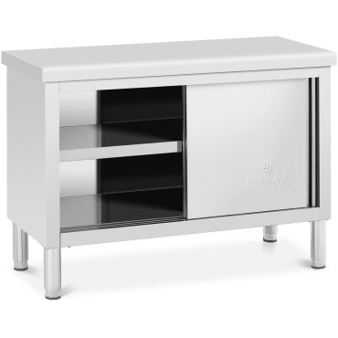 Tavolo gastronomico con armadio con acciaio a porta a porta 120 x 50 cm a 390 kg