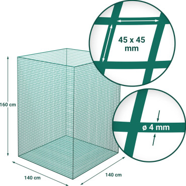 Mesh på hö i hästar Hästar Hästar 45 x 45 mm 1,4 x 1,4 x 1,6 m