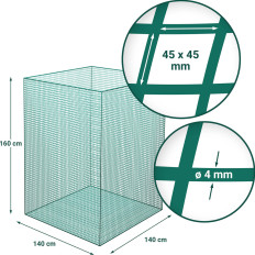 Mesh på hö i hästar Hästar Hästar 45 x 45 mm 1,4 x 1,4 x 1,6 m