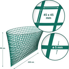 HAY GRID GRAURE FOR HORSES EYLETS 45 x 45 mm 2000 x 900 mm