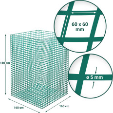 Hay Mesh v koni Kone Kone 60 x 60 mm 1,6 x 1,6 x 1,8 m