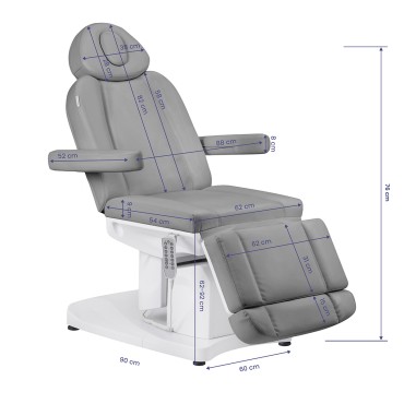 Fauteuil cosmétique électrique Azzurro 708a 4 moteurs gris chauffant — vue latérale