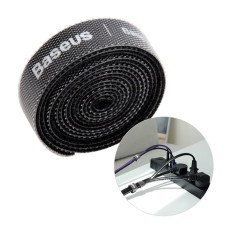 Kabeļu organizators Velcro Tape 1m melns