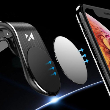 Magnetinė rankena ant telefono už ventiliaciją